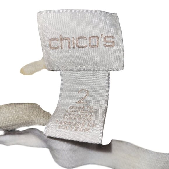 Chicos Womens Leopard & Striped Print Long Sleeve Top Size 2 Cotton/Modal - Picture 5 of 6